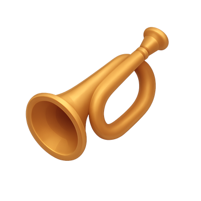 Stylish 3D Orange Trumpet Icon for Creative Projects