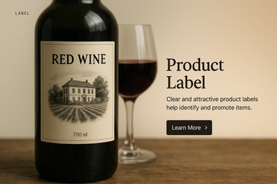 Stylish Product Label Design for Red Wine Display