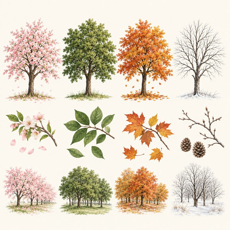 Seasonal tree design elements