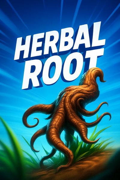 Dynamic Illustration of Herbal Root with Vibrant Background