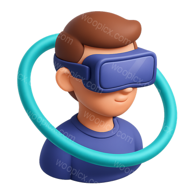 Stylized 3D Metaverse Avatar Icon with VR Headset