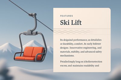 Stylish Ski Lift Illustration with Features Block