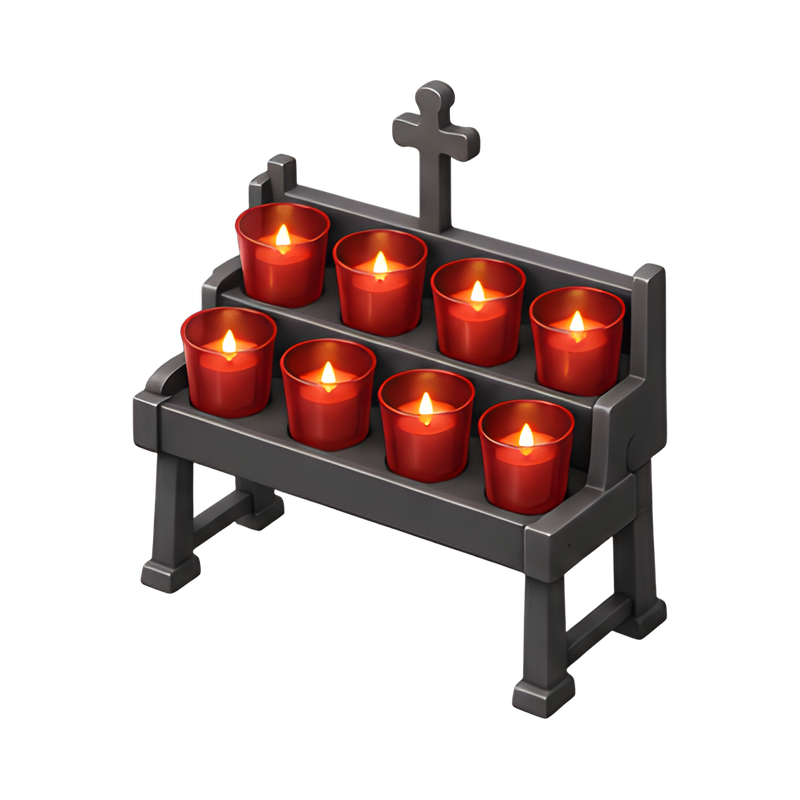 rack of red glass candles