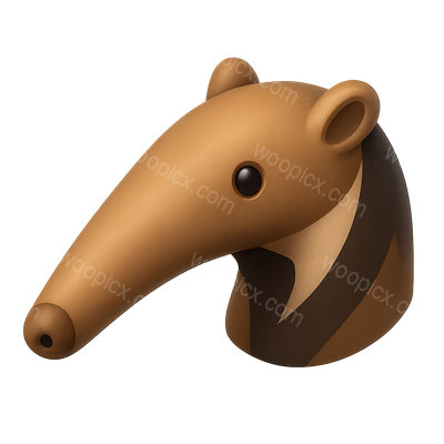 Stylized 3D Anteater Icon with Isometric Design