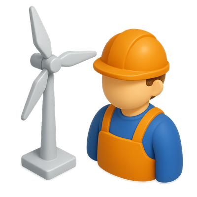 3D Wind Turbine Technician Icon Design