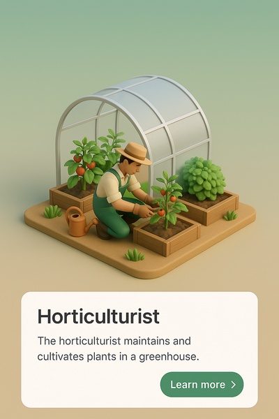 Horticulturist Working in a Greenhouse Scene