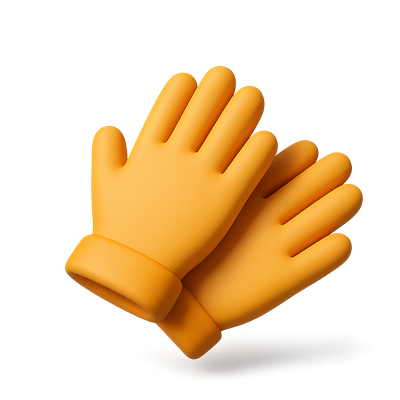 Stylish 3D Icon of Gloves in Vibrant Orange Color