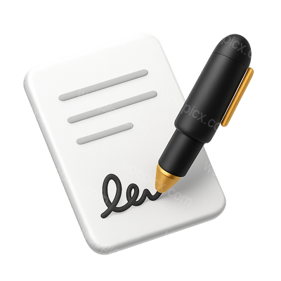 3D Contract Pen Icon for Digital Signatures