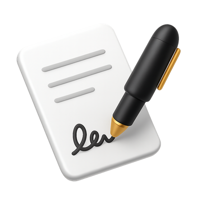 3D Contract Pen Icon for Digital Signatures