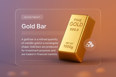 3D Gold Bar Illustration with Transparent Design Elements