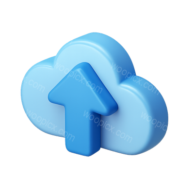 3D Cloud Icon with Upward Arrow Design