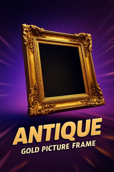 Dynamic Antique Gold Picture Frame on Gradient Background