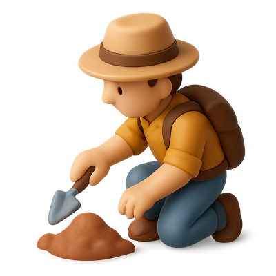 3D Archaeologist Icon for Creative Projects