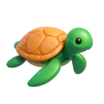 Stylized 3D Sea Turtle Icon in Isometric View