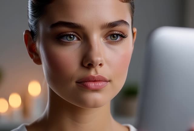 Captivating Close-ups of a Woman Engaging with Technology