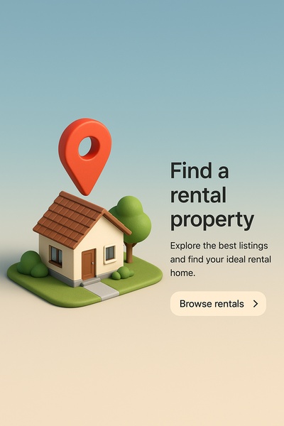 3D Scene with Rental Property Overview in Realistic Style