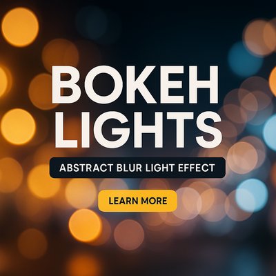 Abstract Bokeh Lights Graphic with Text Overlay