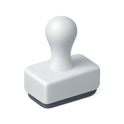 Minimalist White Rubber Stamp on Transparent Background