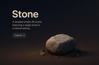 Detailed 3D Scene of a Stone in Natural Setting