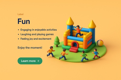 Colorful 3D Scene of Fun Activities with Small Characters