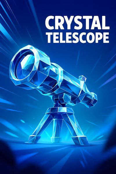 Dynamic Crystal Telescope Illustration with Bold Design Elements
