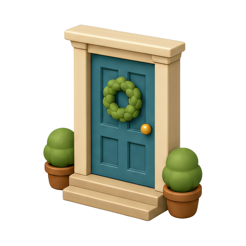 Welcoming front door with wreath
