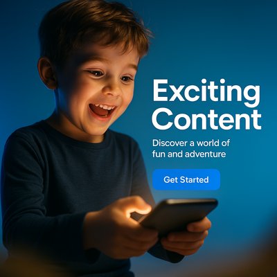 Engaging Child with Smartphone in Exciting Content Theme
