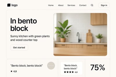 Modern Bento Style Landing Page Design with Kitchen Theme