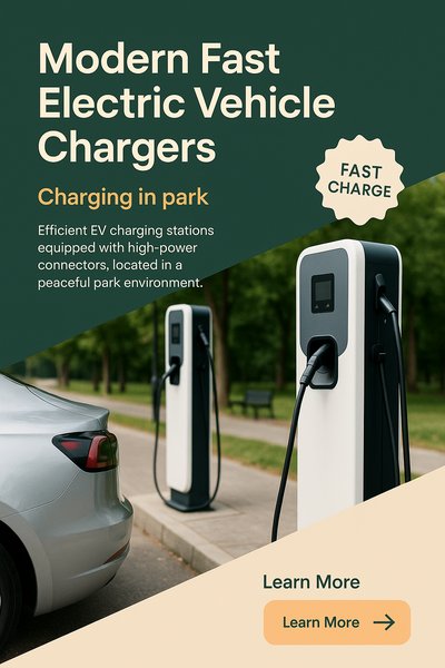Modern Fast Electric Vehicle Chargers in a Park Setting