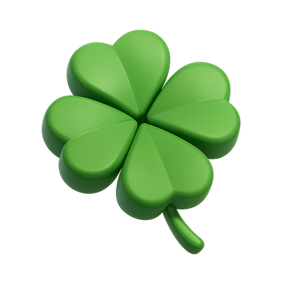 3D Render of a Four-Leaf Clover Icon