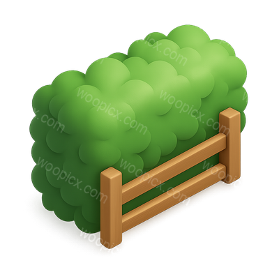 Stylized 3D Hedge Row Icon with Isometric View
