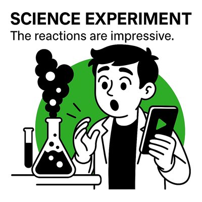 Illustration of a Science Experiment with Engaging Reactions