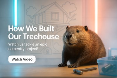 Engaging Video Thumbnail Featuring a Beaver and Treehouse Concept
