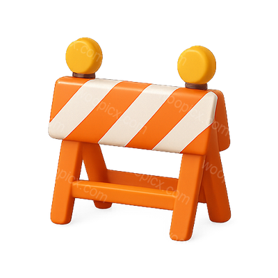 3D Illustration of a Safety Barrier with Orange and White Stripes