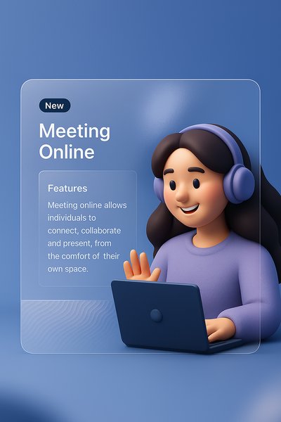 Cheerful Girl Engaged in Online Meeting with Laptop