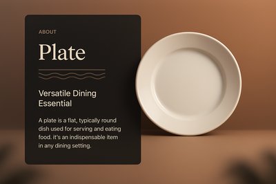 3D Illustration Featuring a Plate with Stylish Text Block