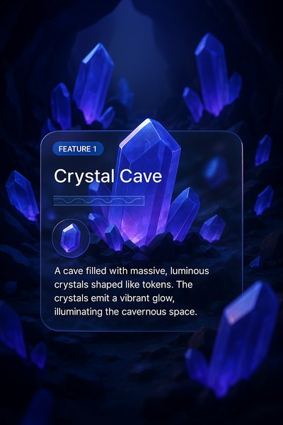 Stunning Crystal Cave Illustration with Luminous Tokens