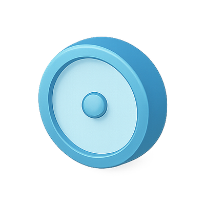 3D Render of a Blue Circular Button Design