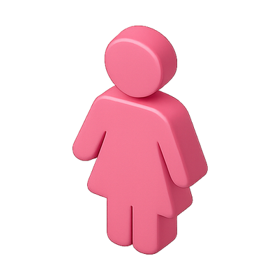 Stylized Pink Female Figure Icon for Representational Use