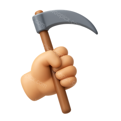 3D Scythe Icon Design with Hand