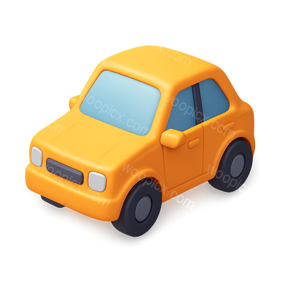 Stylish 3D Orange Vehicle Icon with Isometric Design