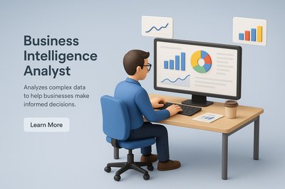 3D Illustration of Business Intelligence Analyst at Work