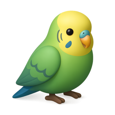 Colorful 3D Budgie Icon in Isometric View