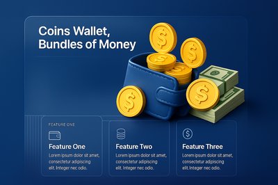 Colorful Coin Wallet Display with Money Bundles