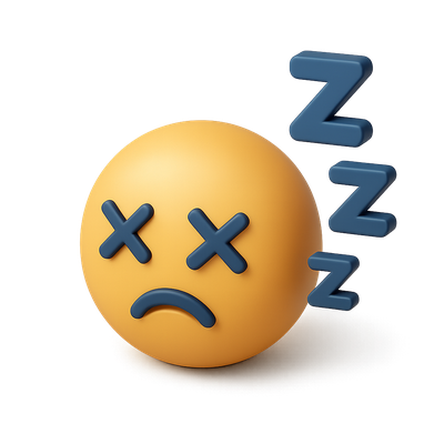 3D Tired Icon with Sleep Symbols in Isometric View