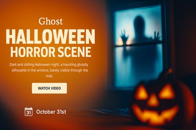 Chilling Ghost Silhouette in Bedroom Window - Halloween Horror