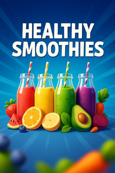 Vibrant Healthy Smoothies in Colorful Bottles