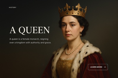 Elegant Web Page Design Featuring a Queen Portrait
