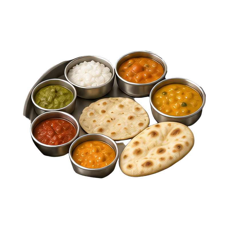 colorful indian spice thali