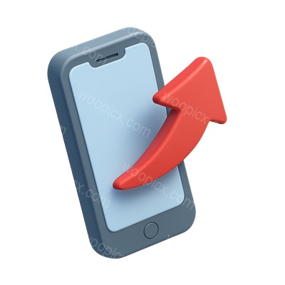3D Phone Icon with Arrow in Isometric View